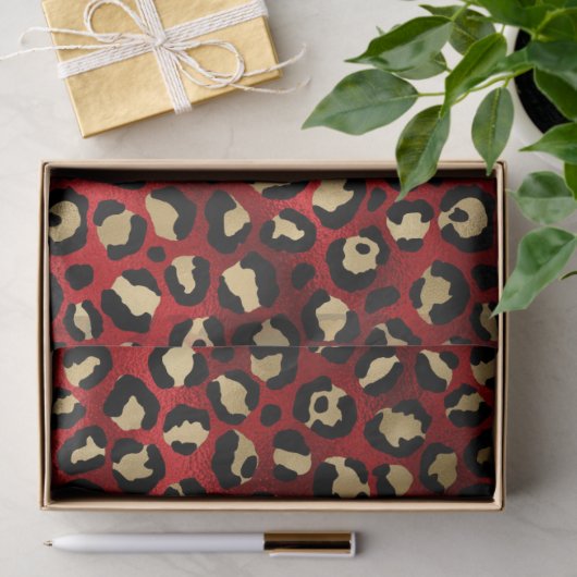 Rood- en Gold-leopard-afdruk Tissuepapier (Geschenk)