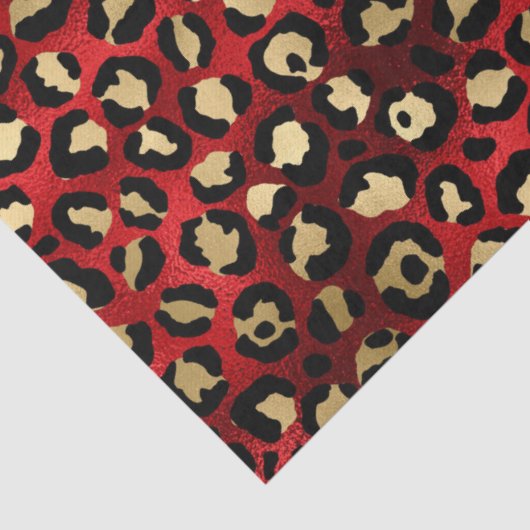 Rood- en Gold-leopard-afdruk Tissuepapier (Detail)