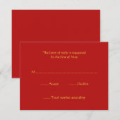Rood- en Gold RSVP-responskaarten RSVP Kaartje (Voorkant / Achterkant)
