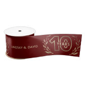 Rood en goud 10e jaar Jubileum Satin Ribbon Satijnen Lint (Spoel)