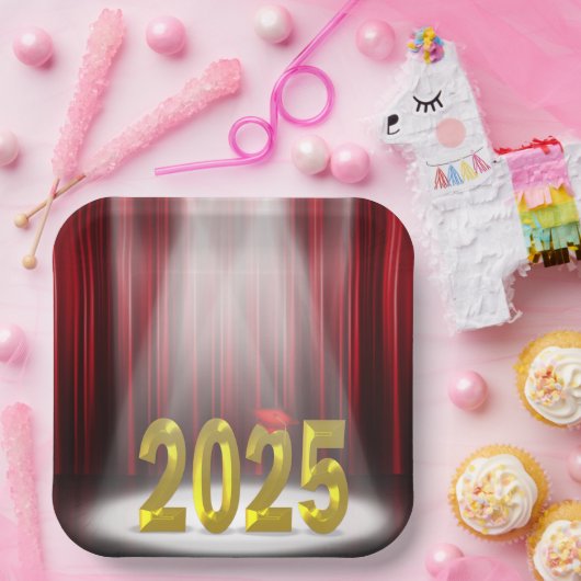 Rood en Goud 2025 Afstuderen in de schijnwerpers Papieren Bordje (Feest)