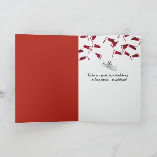 Rood en Goud 2025 Afstuderen voor kleindochter Kaart (Binnen)