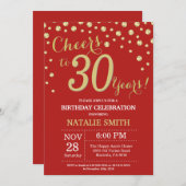 Rood en Goud 30e Verjaardag Diamant Kaart (Voorkant / Achterkant)