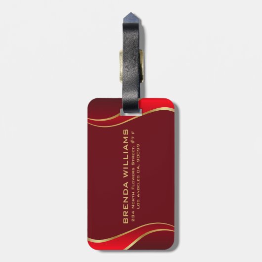 Rood en goud aan rode Bagagelabel (Achterkant verticaal)