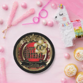 Rood en Goud Abstract 00ste Verjaardagsster Papieren Bordje (Feest)