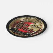 Rood en Goud Abstract 00ste Verjaardagsster Papieren Bordje (Gekanteld)