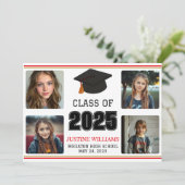 Rood en Goud Afstuderen Aankondiging (Staand voorkant)