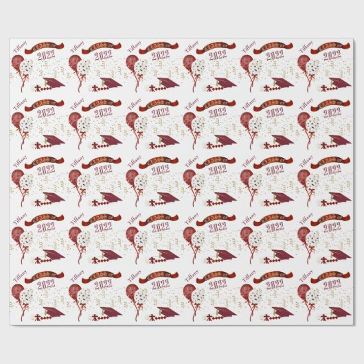 Rood en Goud Afstuderen Cadeaupapier (Vlak)