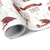 Rood en Goud Afstuderen Cadeaupapier (Rol Hoek)