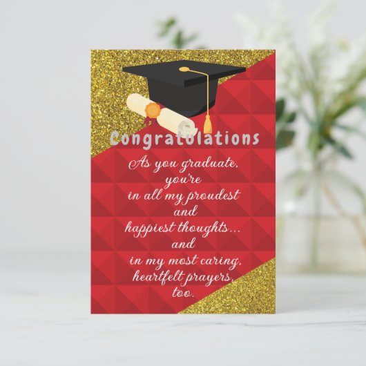 Rood en Goud Afstuderen Kaart (Staand voorkant)