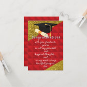 Rood en Goud Afstuderen Kaart (Voorkant / Achterkant in situ)