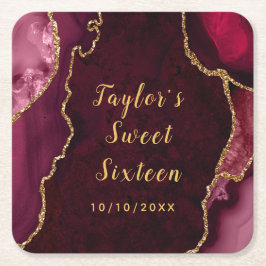 Rood en Goud Agaat Marmer Zoet Zestien Kartonnen Onderzetters