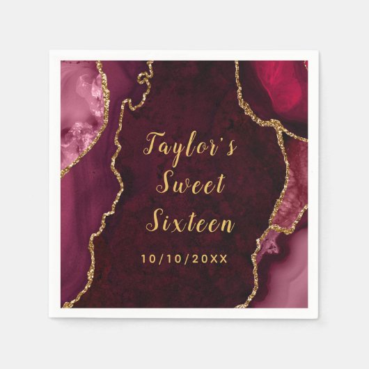 Rood en Goud Agaat Marmer Zoet Zestien Servet (Voorkant)