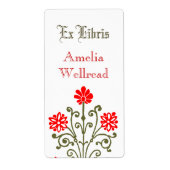 Rood en Goud Antiek Etsen Bewerkbare Boekplaat Etiket (Voorkant)