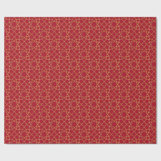 Rood en Goud Arabesk Wrapping Paper (Roll) Cadeaupapier (Vlak)
