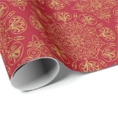 Rood en Goud Arabesk Wrapping Paper (Roll) Cadeaupapier (Rol Hoek)