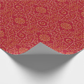 Rood en Goud Arabesk Wrapping Paper (Roll) Cadeaupapier (Hoek)