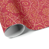Rood en Goud Arabesk Wrapping Paper (Roll) Cadeaupapier (Rol Hoek)