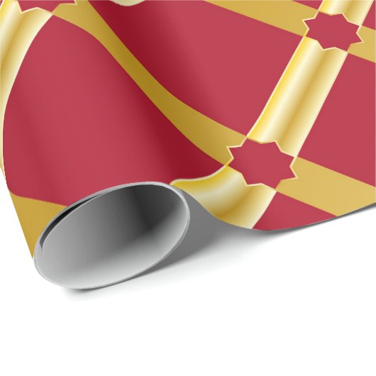 Rood en Goud Arabesk Wrapping Paper (Roll) Cadeaupapier (Rol Hoek)