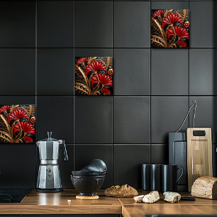Rood en goud Art Deco Tegeltje