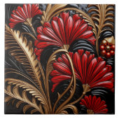 Rood en goud Art Deco Tegeltje (Voorkant)