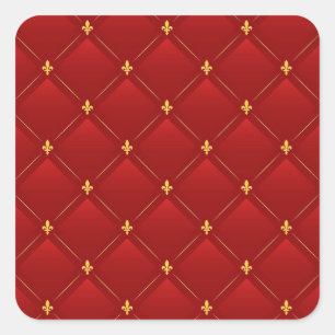 Rood en goud Art Nouveau motief Vierkante Sticker