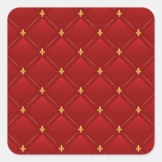 Rood en goud Art Nouveau motief Vierkante Sticker (Voorkant)