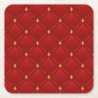 Rood en Goud Art Nouveau Patroon Kartonnen Onderzetters