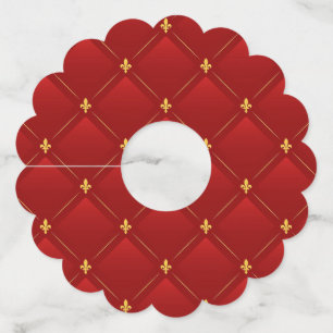 Rood en goud art nouveau wijnglaslabel