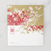 Rood en goud bamboe vertrekt dubbelzijdig Chinees Plaatskaartje (Buitenkant ongevouwen)