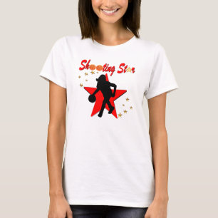ROOD EN GOUD BASKETBAL SCHIETEN STER ONTWERP T-SHIRT