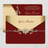 Rood en Goud Bedrijfsfeest Kaart (Voorkant / Achterkant)