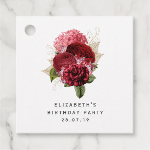 Rood en Goud Bloemen Bedankjes Labels