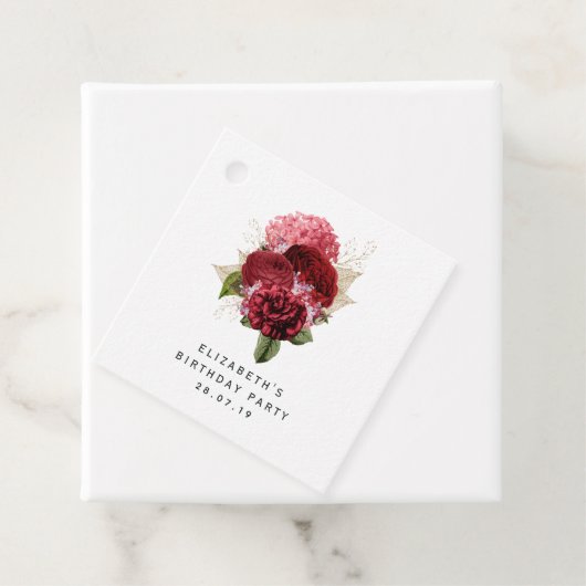 Rood en Goud Bloemen Bedankjes Labels (In situ)