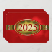 Rood en Goud Bloemen Button 2025 Graduation Party Kaart (Voorkant / Achterkant)