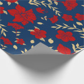 Rood en goud bloemen inpakpapier (Hoek)