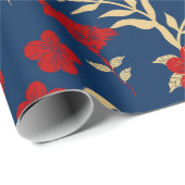 Rood en goud bloemen inpakpapier (Rol Hoek)