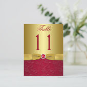 Rood en Goud Bloemen Tafelnummer Post Kaart (Staand voorkant)