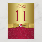 Rood en Goud Bloemen Tafelnummer Post Kaart (Voorkant)
