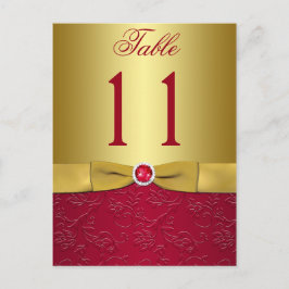 Rood en Goud Bloemen Tafelnummer Post Kaart