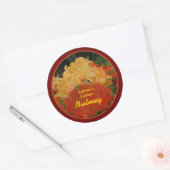 Rood en Goud bloemenkruidenpotje etiketten (Envelop)