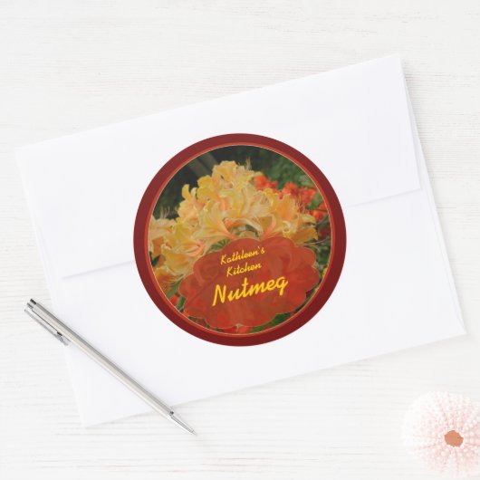 Rood en Goud bloemenkruidenpotje etiketten (Envelop)