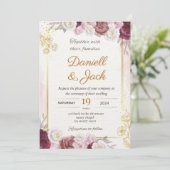 Rood en goud bloemenwieden kaart (Staand voorkant)