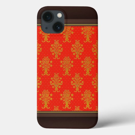 Rood en goud bloemmotief Case-Mate iPhone case (Achterkant)