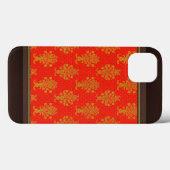 Rood en goud bloemmotief Case-Mate iPhone case (Achterkant (horizontaal))