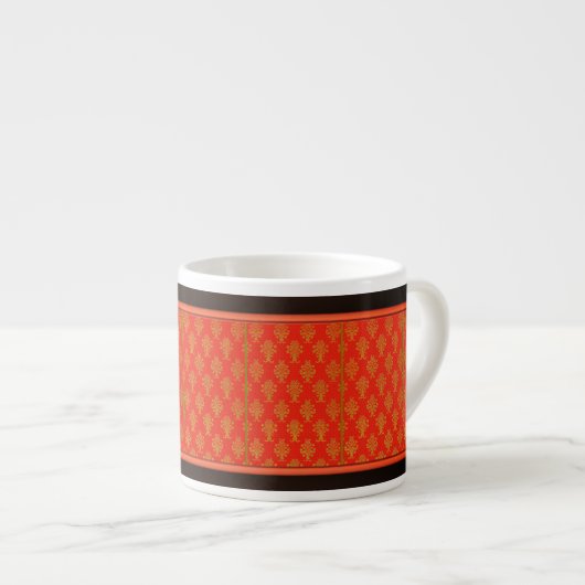 Rood en goud bloemmotief espresso kop (Voorkant rechts)