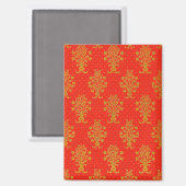 Rood en goud bloemmotief magneet (Voorkant / Achterkant)
