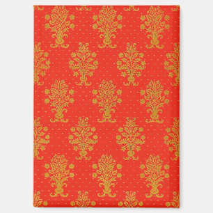 Rood en goud bloemmotief magneet