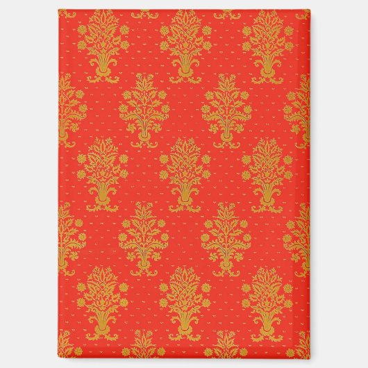 Rood en goud bloemmotief magneet (Voorkant)
