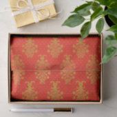 Rood en goud bloemmotief tissuepapier (Geschenk)